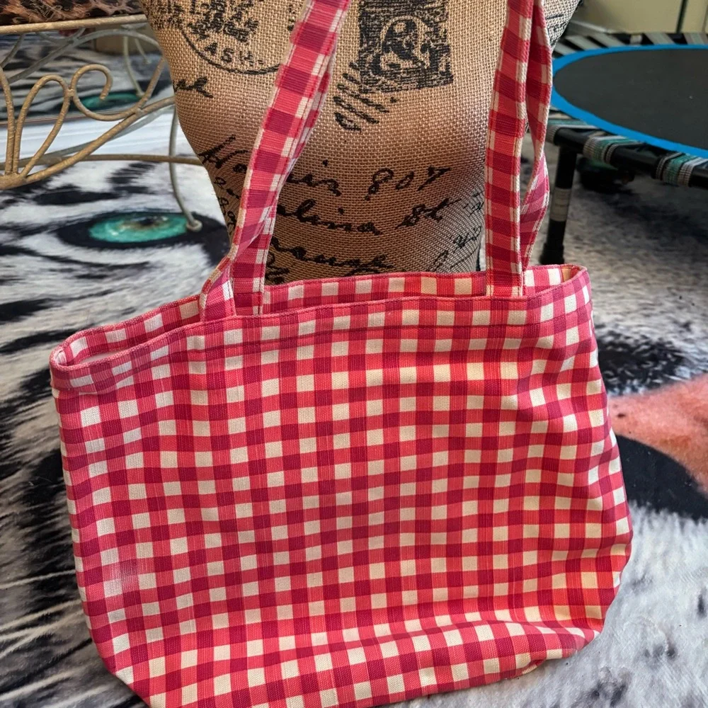 kate spade pink and white gingham bow tote - Picture 4 of 6